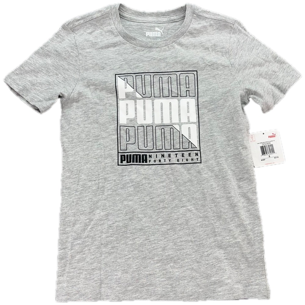 Puma Graphic Tee Kids S Grey‎ Power Pack Jersey SS Nineteen Forty Eight T-Shirt